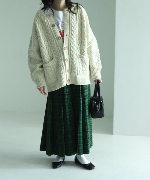 FREAK'S STORE（フリークスストア）の「【WEB限定】フィッシャーマンクルーカーディガン（カーディガン/ボレロ・レディース・レッド/ネイビー/ブラウン/グリーン/オフホワイト・ﾌﾘ-）」の8枚目の写真