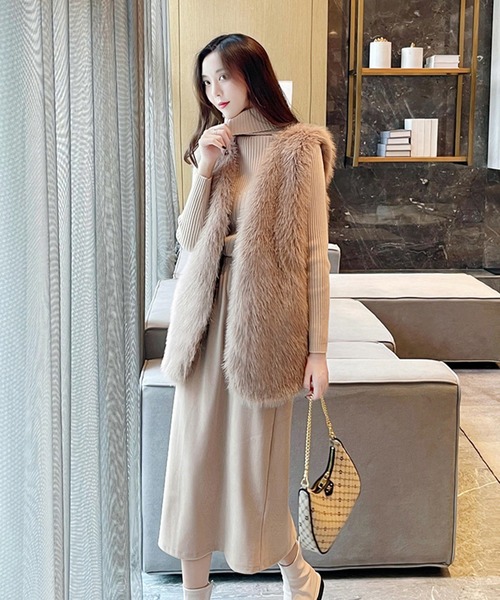 Doula Doula（ドゥーラドゥーラ）の「エコファーベスト（ベスト・レディース・ホワイト/ベージュ/ブラウン/グレー・FREE）」の8枚目の写真