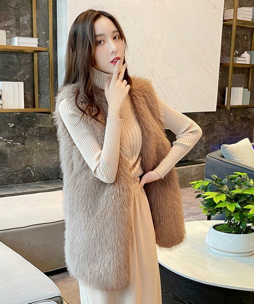 Doula Doula（ドゥーラドゥーラ）の「エコファーベスト（ベスト・レディース・ホワイト/ベージュ/ブラウン/グレー・FREE）」の9枚目の写真