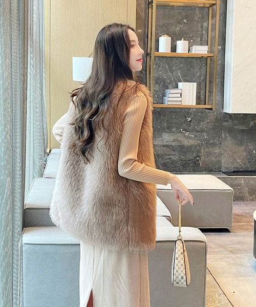 Doula Doula（ドゥーラドゥーラ）の「エコファーベスト（ベスト・レディース・ホワイト/ベージュ/ブラウン/グレー・FREE）」の12枚目の写真