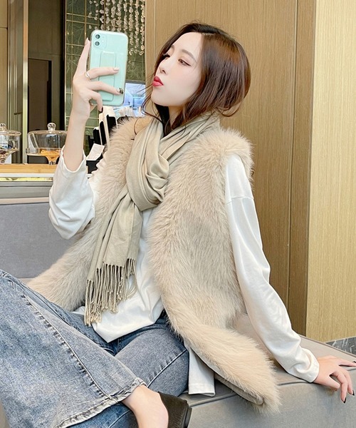 Doula Doula（ドゥーラドゥーラ）の「エコファーベスト（ベスト・レディース・ホワイト/ベージュ/ブラウン/グレー・FREE）」の14枚目の写真