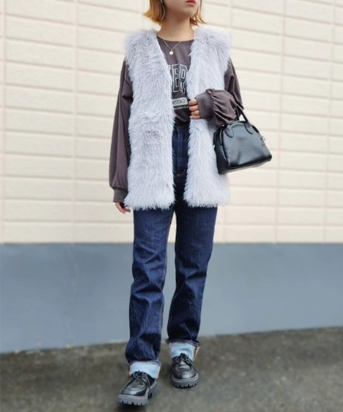 Doula Doula（ドゥーラドゥーラ）の「エコファーベスト（ベスト・レディース・ホワイト/ベージュ/ブラウン/グレー・FREE）」の19枚目の写真