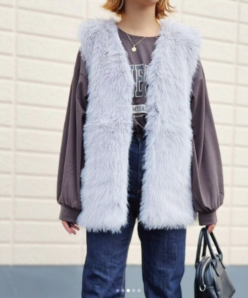 Doula Doula（ドゥーラドゥーラ）の「エコファーベスト（ベスト・レディース・ホワイト/ベージュ/ブラウン/グレー・FREE）」の17枚目の写真