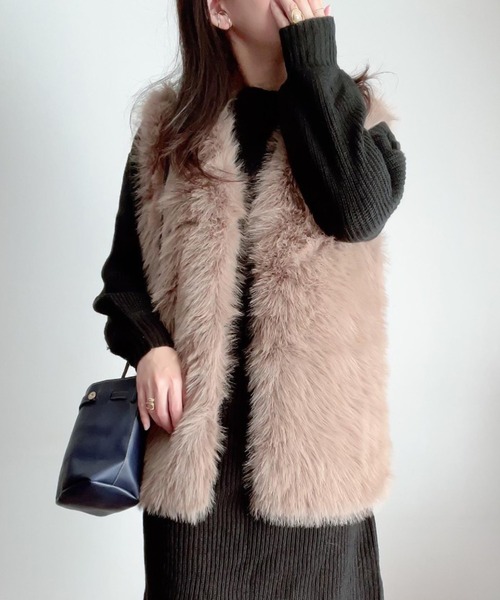 Doula Doula（ドゥーラドゥーラ）の「エコファーベスト（ベスト・レディース・ホワイト/ベージュ/ブラウン/グレー・FREE）」の20枚目の写真