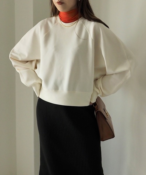 Riberry（リベリー）の「ダンボールショートラグランプルオーバー（スウェット・レディース・ブラック/アイボリー・FREE）」の3枚目の写真