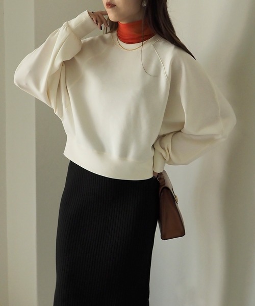 Riberry（リベリー）の「ダンボールショートラグランプルオーバー（スウェット・レディース・ブラック/アイボリー・FREE）」の12枚目の写真