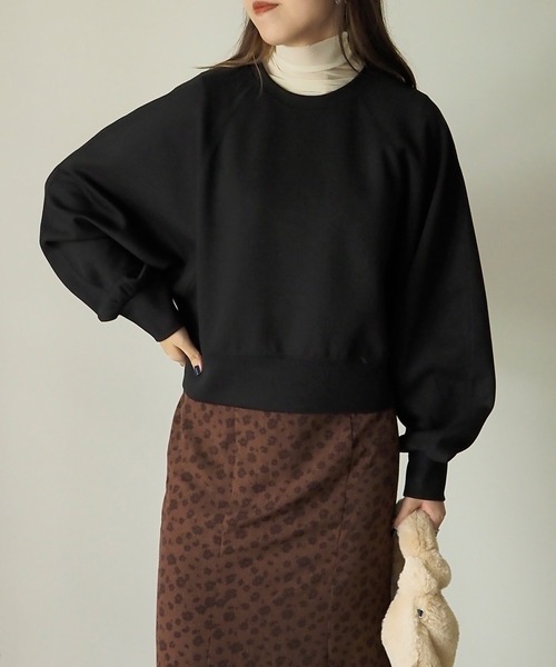 Riberry（リベリー）の「ダンボールショートラグランプルオーバー（スウェット・レディース・ブラック/アイボリー・FREE）」の13枚目の写真