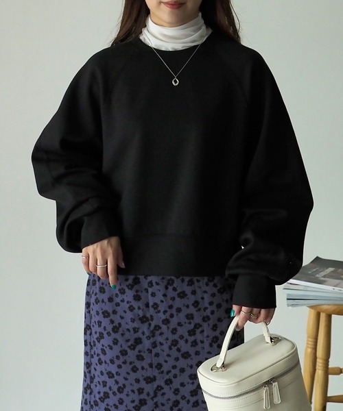 Riberry（リベリー）の「ダンボールショートラグランプルオーバー（スウェット・レディース・ブラック/アイボリー・FREE）」の15枚目の写真