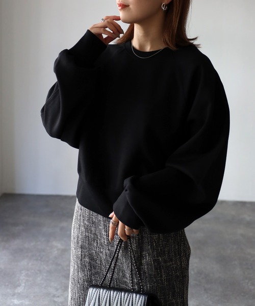 Riberry（リベリー）の「ダンボールショートラグランプルオーバー（スウェット・レディース・ブラック/アイボリー・FREE）」の20枚目の写真