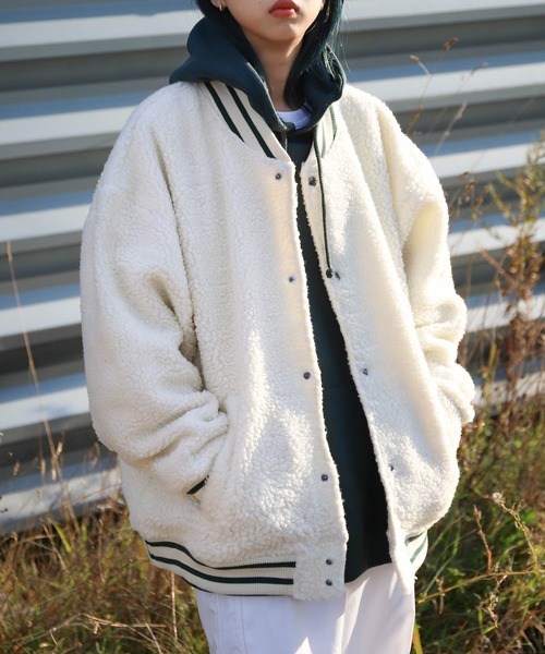 ZIP FIVE（ジップファイブ）の「【ZIP FIVE】ボアビッグオーバースタジャン/ブルゾンジャケット（スタジャン・メンズ・ブラック系/ベージュ系/アイボリー/ブラウン系/ブラック/カーキ系・LARGE/MEDIUM/X-LARGE）」の12枚目の写真