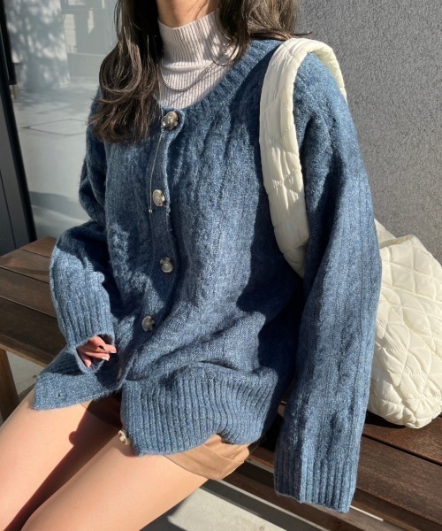 nemne store（ネンネストア）の「【低身長用サイズあり】前後2wayケーブルニットカーディガン（ニット/セーター・レディース・ピンク/アイボリー/ブルー・SMALL/MEDIUM）」の21枚目の写真