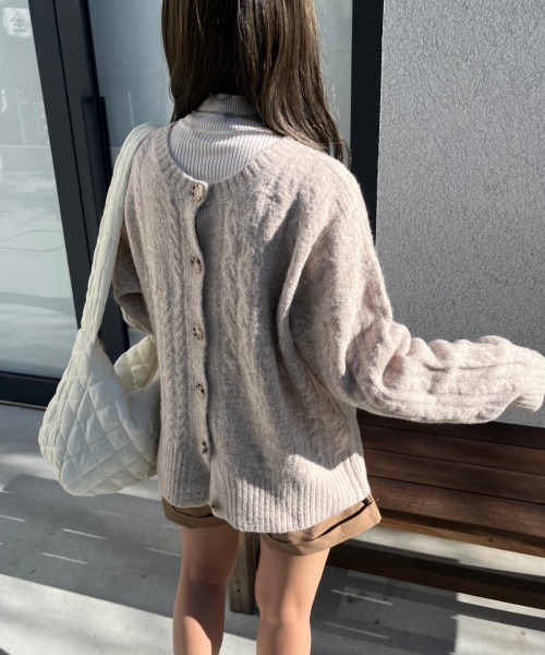 nemne store（ネンネストア）の「【低身長用サイズあり】前後2wayケーブルニットカーディガン（ニット/セーター・レディース・ピンク/アイボリー/ブルー・SMALL/MEDIUM）」の17枚目の写真