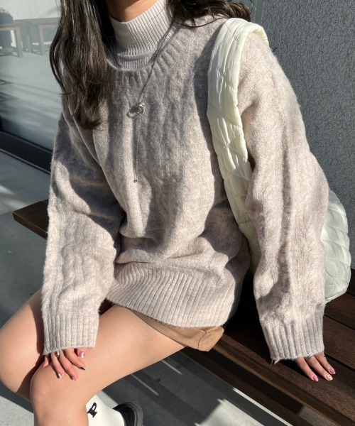 nemne store（ネンネストア）の「【低身長用サイズあり】前後2wayケーブルニットカーディガン（ニット/セーター・レディース・ピンク/アイボリー/ブルー・SMALL/MEDIUM）」の14枚目の写真