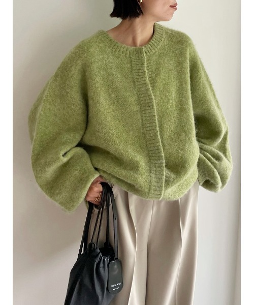 Stylevoice for xxx（スタイルヴォイスフォー）の「オーバーシルエットモヘアカーデ（カーディガン/ボレロ・レディース・グレー/ライトベージュ/グリーン・FREE）」の5枚目の写真