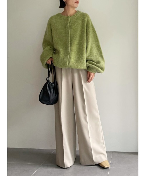 Stylevoice for xxx（スタイルヴォイスフォー）の「オーバーシルエットモヘアカーデ（カーディガン/ボレロ・レディース・グレー/ライトベージュ/グリーン・FREE）」の6枚目の写真