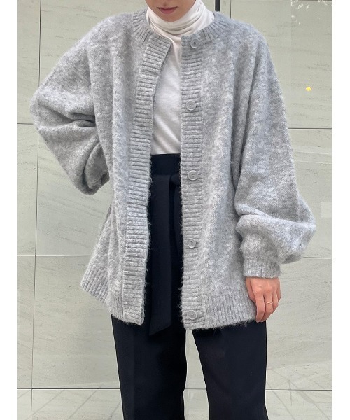 Stylevoice for xxx（スタイルヴォイスフォー）の「オーバーシルエットモヘアカーデ（カーディガン/ボレロ・レディース・グレー/ライトベージュ/グリーン・FREE）」の7枚目の写真