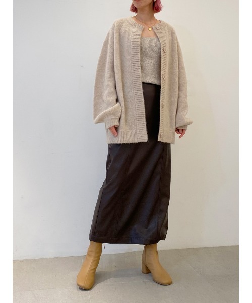 Stylevoice for xxx（スタイルヴォイスフォー）の「オーバーシルエットモヘアカーデ（カーディガン/ボレロ・レディース・グレー/ライトベージュ/グリーン・FREE）」の13枚目の写真