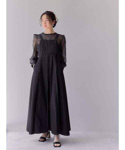 Ayla(アイラ)の「denim inverted pleats dress(ワンピース・レディース・ブラック・FREE)」の4枚目の写真