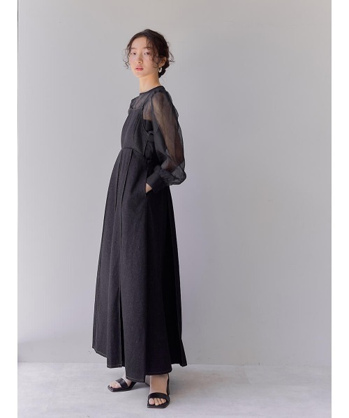 Ayla(アイラ)の「denim inverted pleats dress(ワンピース・レディース・ブラック・FREE)」の6枚目の写真