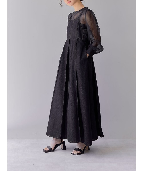 Ayla(アイラ)の「denim inverted pleats dress(ワンピース・レディース・ブラック・FREE)」の7枚目の写真