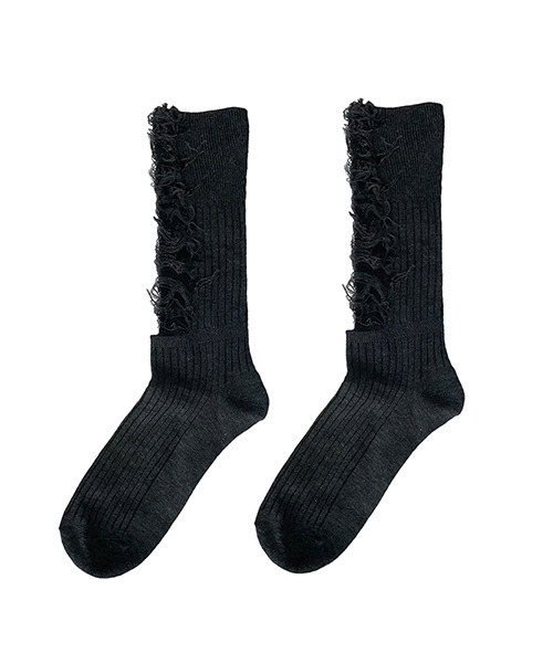 c.u.l（シーユーエル）の「ダメージ靴下 クラッシュ加工ソックス cula512（ソックス/靴下・レディース・ホワイト/ダークグレー/ブラック・FREE）」の9枚目の写真