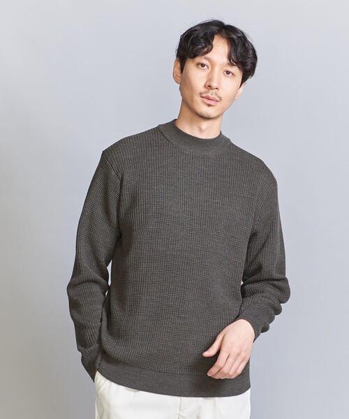 BEAUTY&YOUTH UNITED ARROWS（ビューティーアンドユースユナイテッドアローズ）の「ワッフル モックネック ニット（ニット/セーター・メンズ・ブラック/ベージュ/ダークグレー・S/M/L/XL）」の4枚目の写真