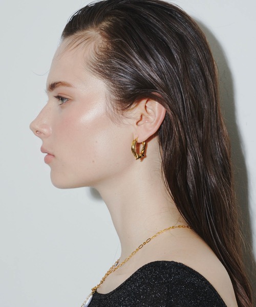 金属アレルギー対応】ivy hoop pierce （デザインフープピアス