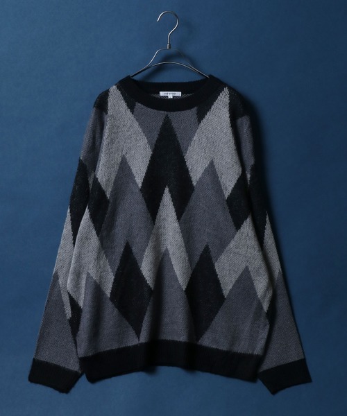 ANPAS（アンパス）の「Total Pattern Jacquard Mohair Touch Shaggy Knit Pullover/総柄 ニット ジャガード モヘアタッチ シャギーニット プルオーバー（ニット/セーター・メンズ・ブラック系その他/ホワイト系その他/ブルー系その他・M/L）」の6枚目の写真
