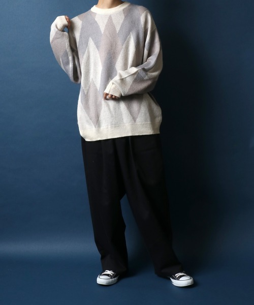 ANPAS（アンパス）の「Total Pattern Jacquard Mohair Touch Shaggy Knit Pullover/総柄 ニット ジャガード モヘアタッチ シャギーニット プルオーバー（ニット/セーター・メンズ・ブラック系その他/ホワイト系その他/ブルー系その他・M/L）」の18枚目の写真