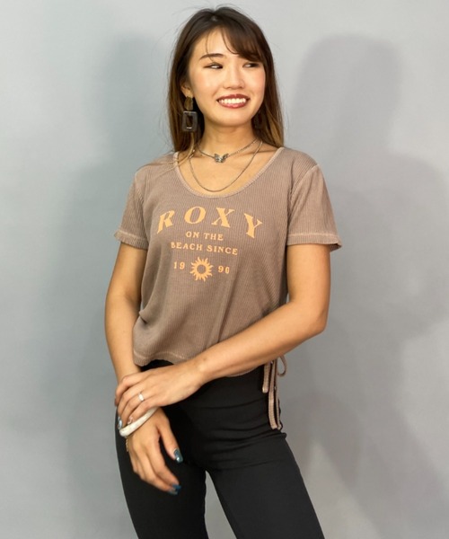 ROXY(ロキシー)の「ROXY/ロキシー リブ素材ショート丈/ミニTシャツ RST231094(Tシャツ/カットソー・レディース・ブラウン系その他/ピンク系その他/ホワイト×ネイビー・S/M)」の9枚目の写真