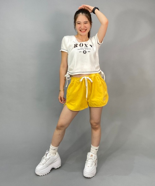 ROXY(ロキシー)の「ROXY/ロキシー リブ素材ショート丈/ミニTシャツ RST231094(Tシャツ/カットソー・レディース・ブラウン系その他/ピンク系その他/ホワイト×ネイビー・S/M)」の7枚目の写真