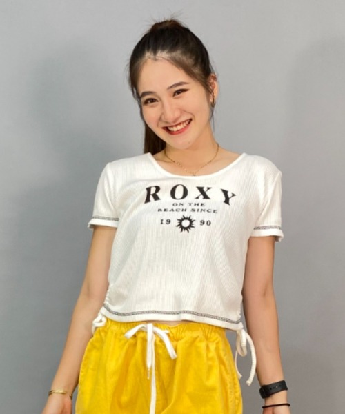 ROXY(ロキシー)の「ROXY/ロキシー リブ素材ショート丈/ミニTシャツ RST231094(Tシャツ/カットソー・レディース・ブラウン系その他/ピンク系その他/ホワイト×ネイビー・S/M)」の5枚目の写真