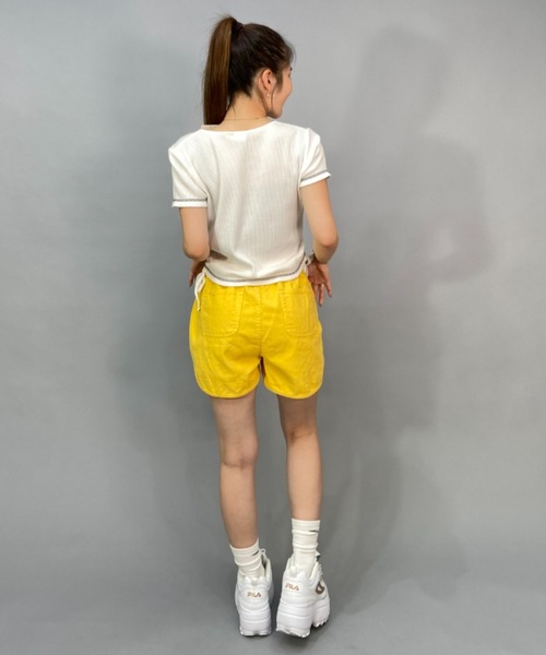 ROXY(ロキシー)の「ROXY/ロキシー リブ素材ショート丈/ミニTシャツ RST231094(Tシャツ/カットソー・レディース・ブラウン系その他/ピンク系その他/ホワイト×ネイビー・S/M)」の8枚目の写真