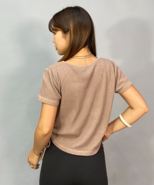 ROXY(ロキシー)の「ROXY/ロキシー リブ素材ショート丈/ミニTシャツ RST231094(Tシャツ/カットソー・レディース・ブラウン系その他/ピンク系その他/ホワイト×ネイビー・S/M)」の10枚目の写真