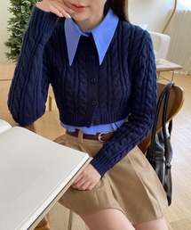 ケーブルニットクロップドカーディガン