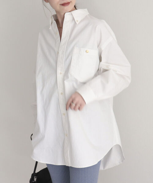 fredy emue（フレディエミュ）の「ツイルオーバーシャツ（シャツ/ブラウス・レディース・ネイビー/オフホワイト/カーキ/ライトパープル・38）」の10枚目の写真