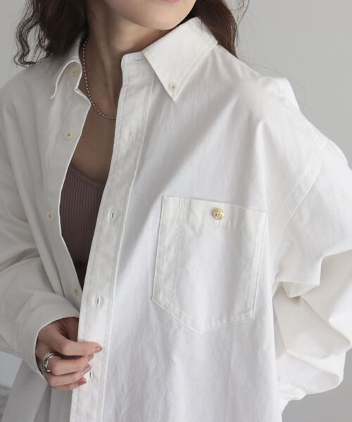 fredy emue（フレディエミュ）の「ツイルオーバーシャツ（シャツ/ブラウス・レディース・ネイビー/オフホワイト/カーキ/ライトパープル・38）」の21枚目の写真