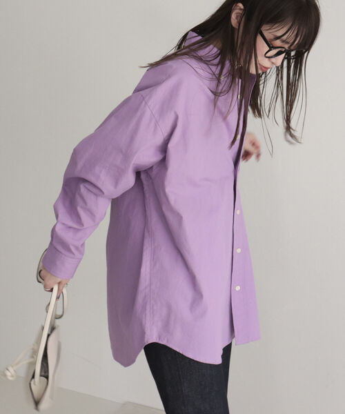 fredy emue（フレディエミュ）の「ツイルオーバーシャツ（シャツ/ブラウス・レディース・ネイビー/オフホワイト/カーキ/ライトパープル・38）」の6枚目の写真