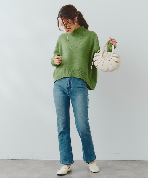 Chez toi(シェトワ)の「フェイクレザーラウンド編みBAG(ショルダーバッグ・レディース・ブラック/オフホワイト/キャメル・FREE)」の5枚目の写真