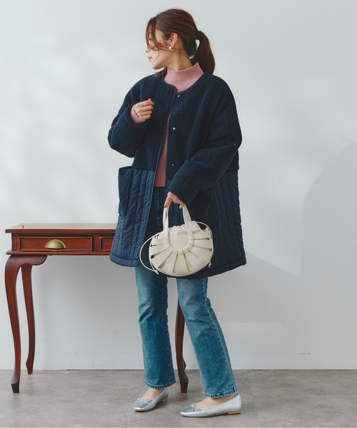 Chez toi(シェトワ)の「フェイクレザーラウンド編みBAG(ショルダーバッグ・レディース・ブラック/オフホワイト/キャメル・FREE)」の6枚目の写真