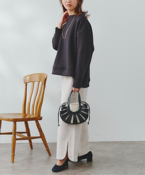 Chez toi(シェトワ)の「フェイクレザーラウンド編みBAG(ショルダーバッグ・レディース・ブラック/オフホワイト/キャメル・FREE)」の9枚目の写真