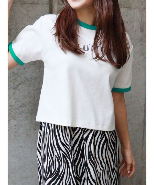 MURUA（ムルーア）の「リンガーTシャツ（Tシャツ/カットソー・レディース・ホワイト/ブラック・FREE）」の2枚目の写真