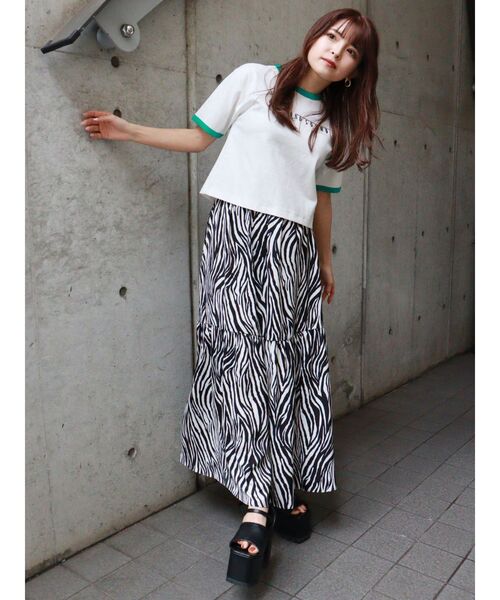 MURUA（ムルーア）の「リンガーTシャツ（Tシャツ/カットソー・レディース・ホワイト/ブラック・FREE）」の6枚目の写真