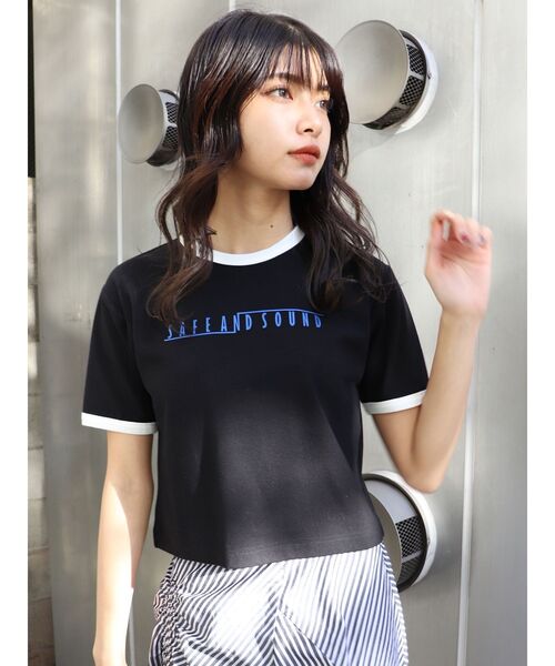 MURUA（ムルーア）の「リンガーTシャツ（Tシャツ/カットソー・レディース・ホワイト/ブラック・FREE）」の7枚目の写真