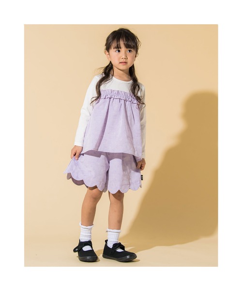 Noeil aime BeBe（ノイユエイムベベ）の「Noeil aime BeBe/裾 スカラップ ドット キュロット (90~130cm)（スカート・キッズ・ネイビー/パープル・120/130/110/100/90）」の3枚目の写真