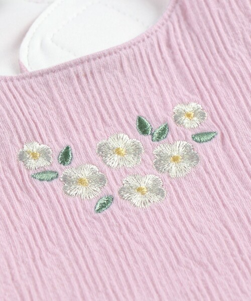 BRANSHES(ブランシェス)の「【ベビー】花刺繍入り楊柳スタイ(スタイ/よだれかけ・キッズ・アイボリー/ピンク・FREE)」の6枚目の写真