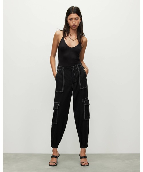 ALLSAINTS（オールセインツ）の「FRIEDA CONTRAST STITCHED CARGO TROUSERS | FRIEDA コントラスト ステッチ カーゴ トラウザー（カーゴパンツ・レディース・ブラック・6/8/4/10）」の6枚目の写真