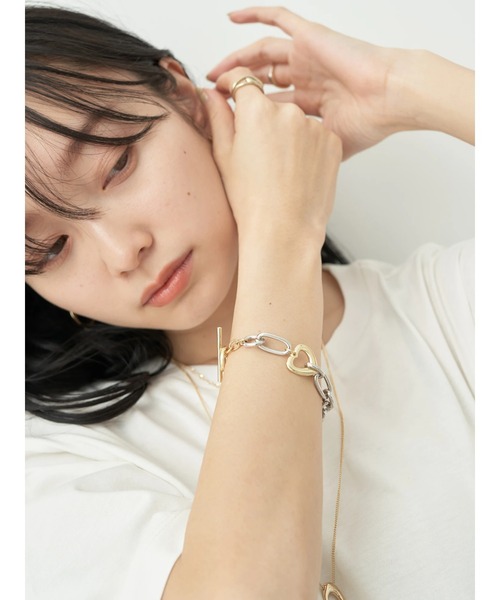 earth music&ecology（アースミュージックアンドエコロジー）の「メタルハートチェーンマンテルブレスレット（ブレスレット・レディース・シルバー・FREE）」の4枚目の写真