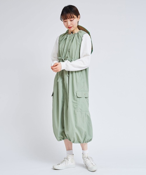 アイアムアイ コート ワンピース ピンク MA-1 風 ナイロン ロング I am I in fact（アイアムアイインファクト）の