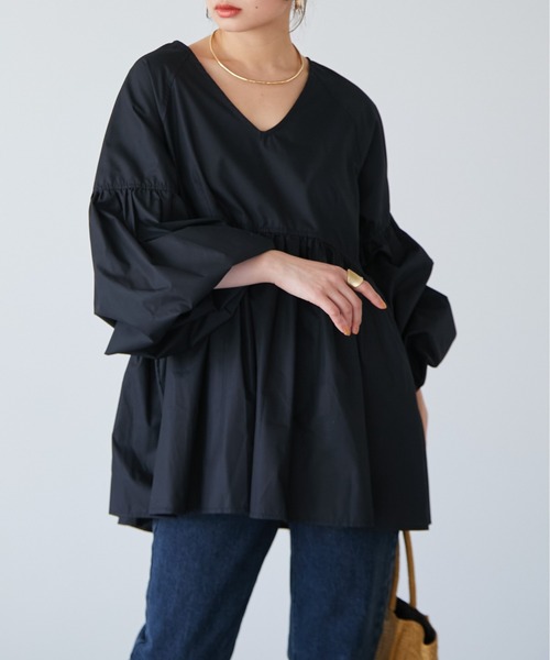 ECRIRE（エクリール）の「【nanaコラボ】ボリュームブラウス（シャツ/ブラウス・レディース・オフホワイト/ブラック/グリーン・M/L）」の17枚目の写真